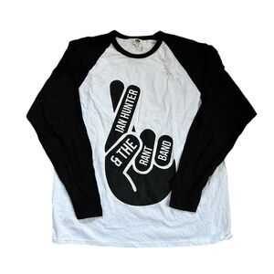 Vtg Ian Hunter & The Rant Band Long Sleeved Black White Baseball Tee XXL